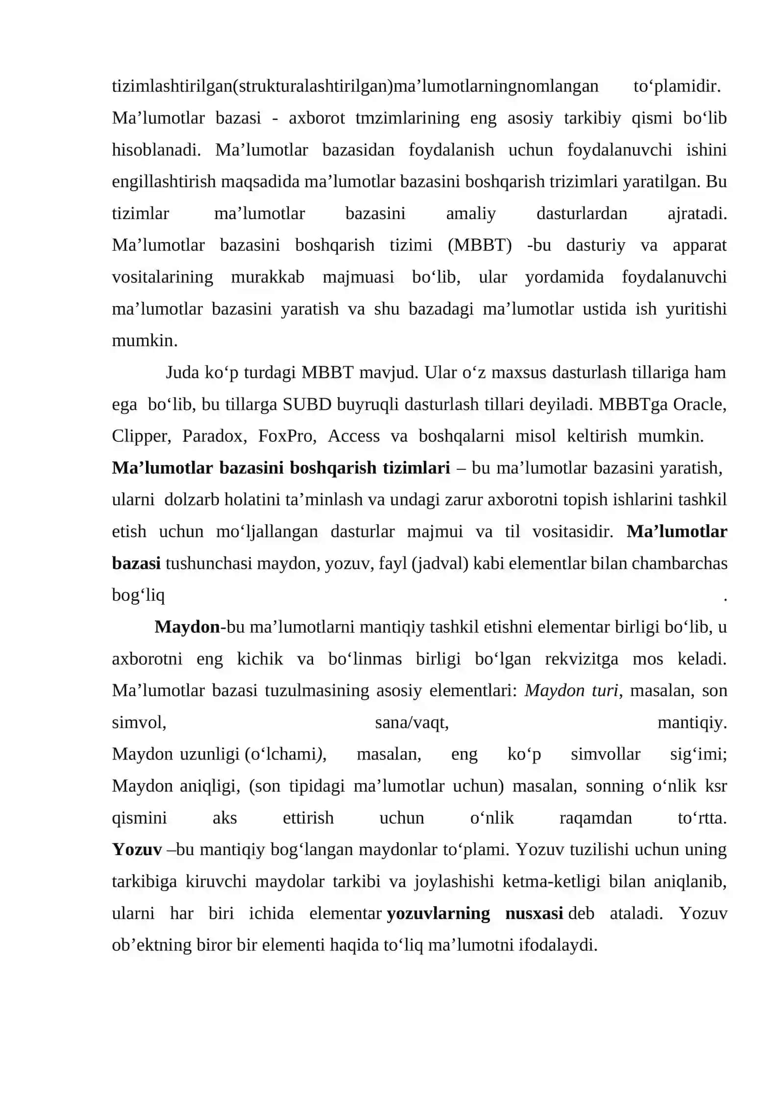 MA’LUMOTLAR BAZASI TEXNOLOGIYALARI FANIDAN “Kutubxona” ma’lumotlar bazasini loyihalash mavzusida KURS ISHI 4