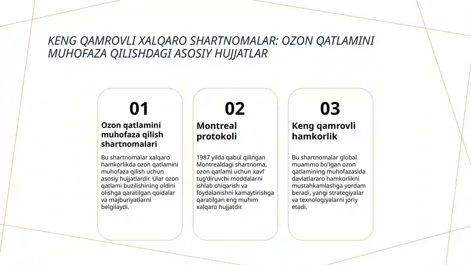 Ozon qatlamni saqlshda xalqaro miqyosda amlga oshrilgan ishlar 4