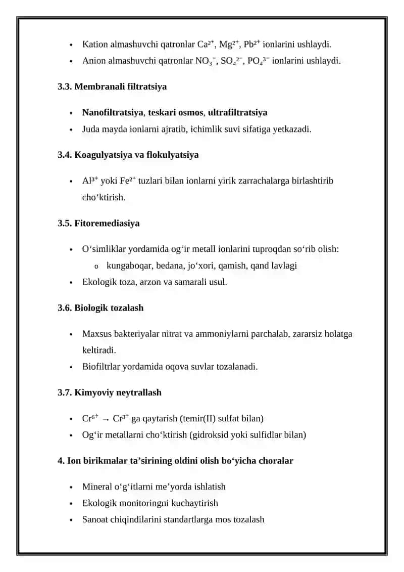 Tuproq va suvning ifloslanishida ion bog'lanishli brikmalarni aniqlab ulardan tozalash usulini ishlab chiqish 4