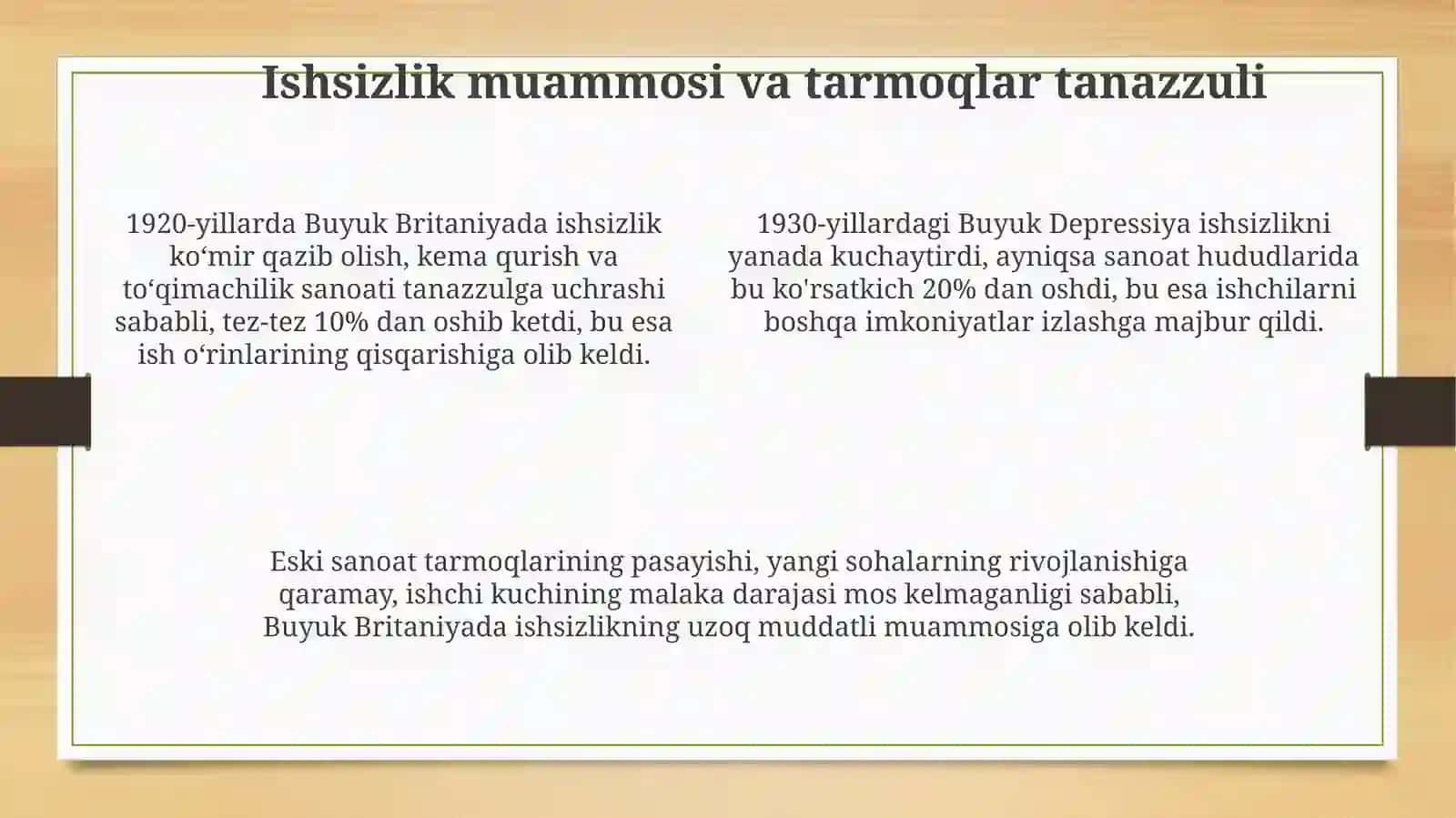 Birinchi va Ikkinchi Jahon Urushlari O'rtasidagi Iqtisodiy O'zgarishlar 4