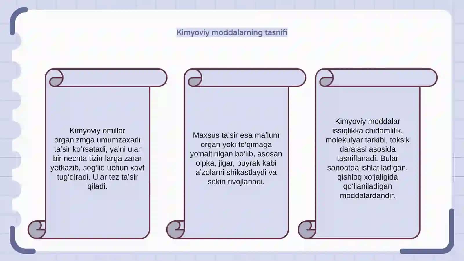 Kimyoviy omillarni umumzaxarli va maxsus taʼsiri haqida tushunalar 4