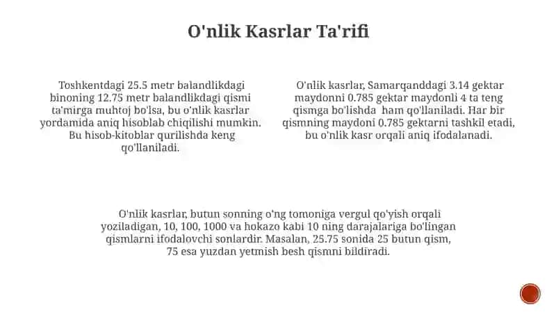 O'nlik Kasrlar Misollari 4