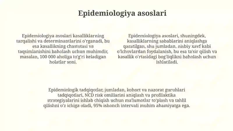 Юкумли булмаган касалликлар эпидемиологияси ва профилактикаси 4