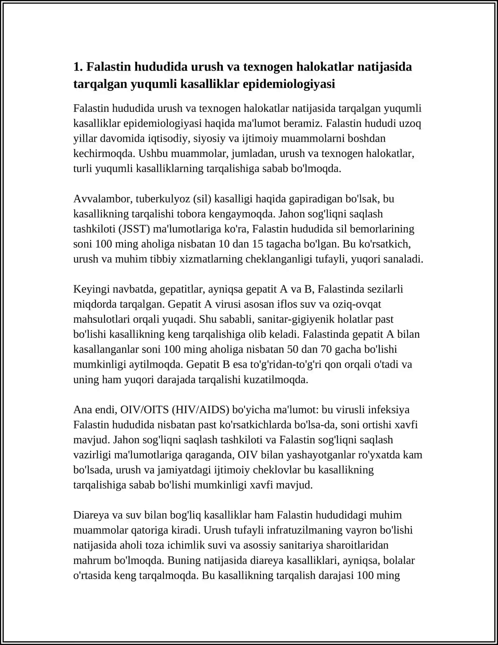 FALASTIN DAVLATIDAGI KASALLIK UNDAGI TEXNOGEN HALOKATLAR FALOKATLAR HAQIDA 4