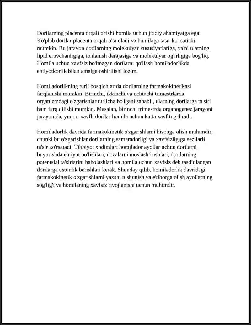 Homiladorlikdagi Farmakokinetik O'zgarishlar 4