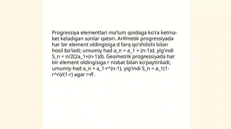 Arifmetik va geometrik progressiya mavzusiga slayd 4