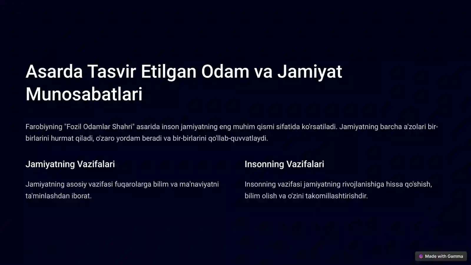Farobiyning Fozil Odamlar Shahri Asari 4