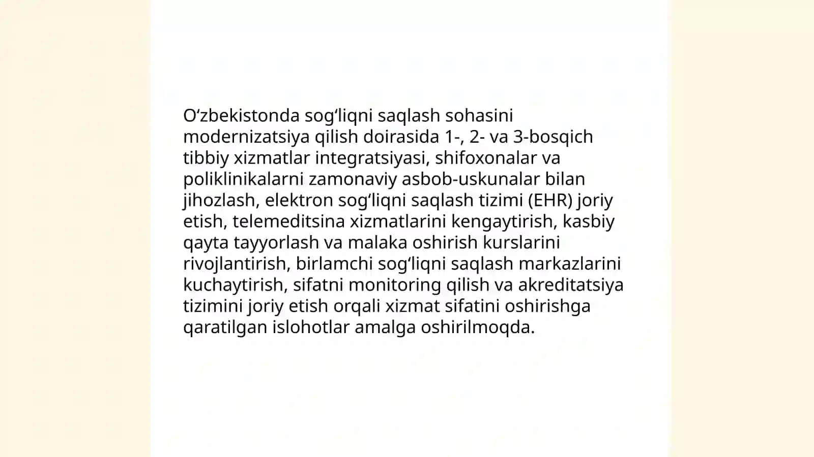 Oʻzbekistonda ijtimoiy sohada amalga oshirilayotgan oʻzgarishlarning mazmun va mohiyati 4