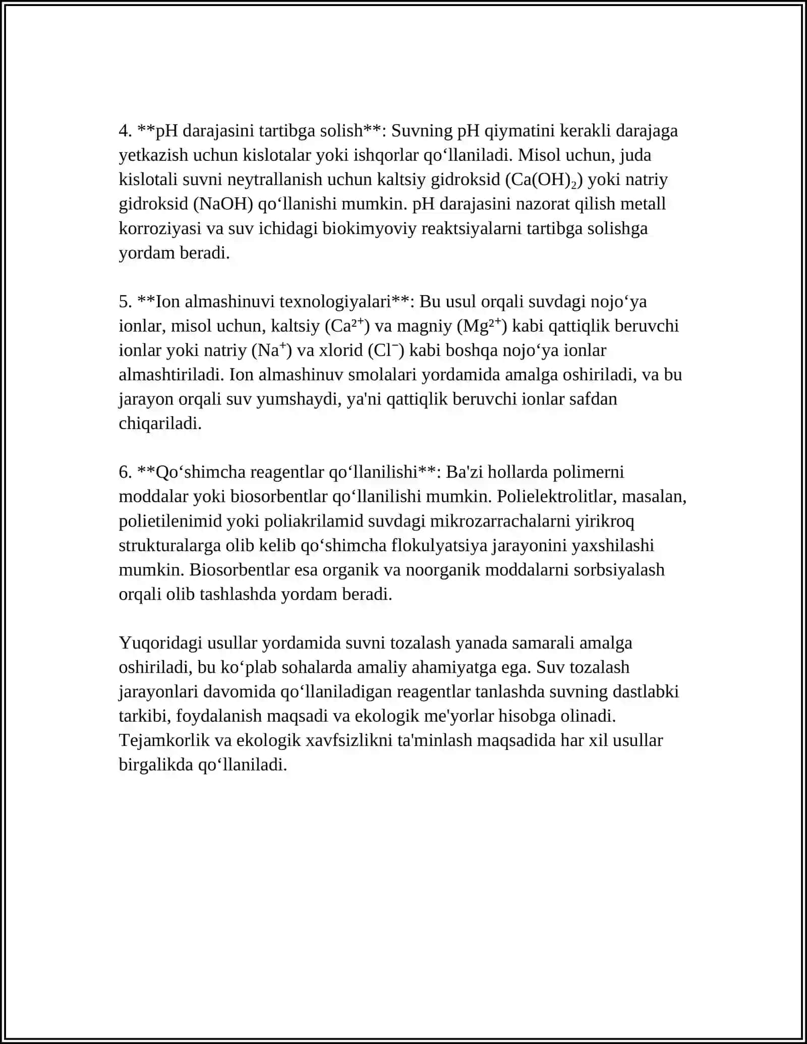 SUVNI REAGENTLAR YORDAMIDA TOZALASH TEXNOLOGIYALARI 4