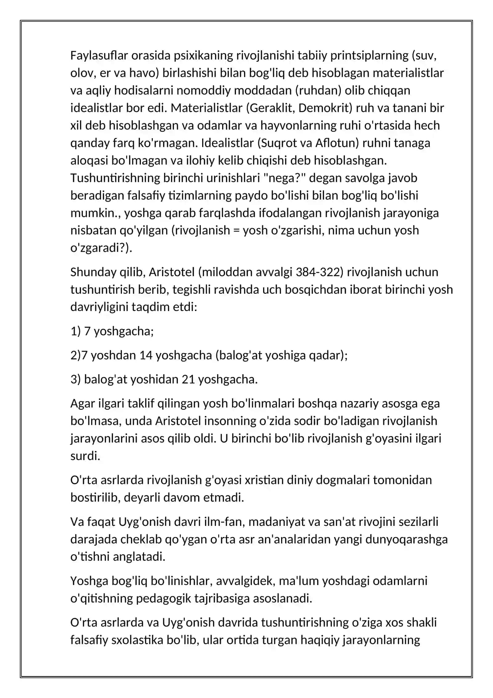 Bolalar psixologiyasi va psixodiagnostikasi fanining predmeti. Fanning asosiy tamoyillari va tushunchalari 4