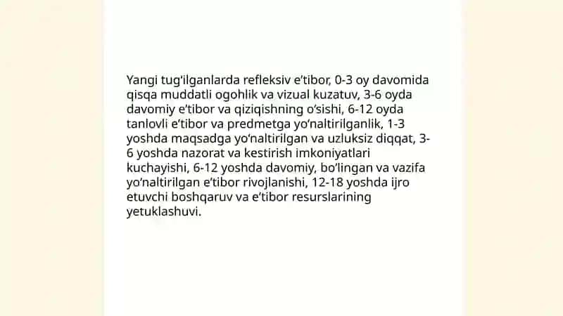 Diqqatni rivojlanishi va buzilishi 4