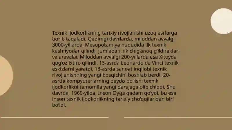 Texnik ijodkorligini oʻziga xos xususiyatlari 4