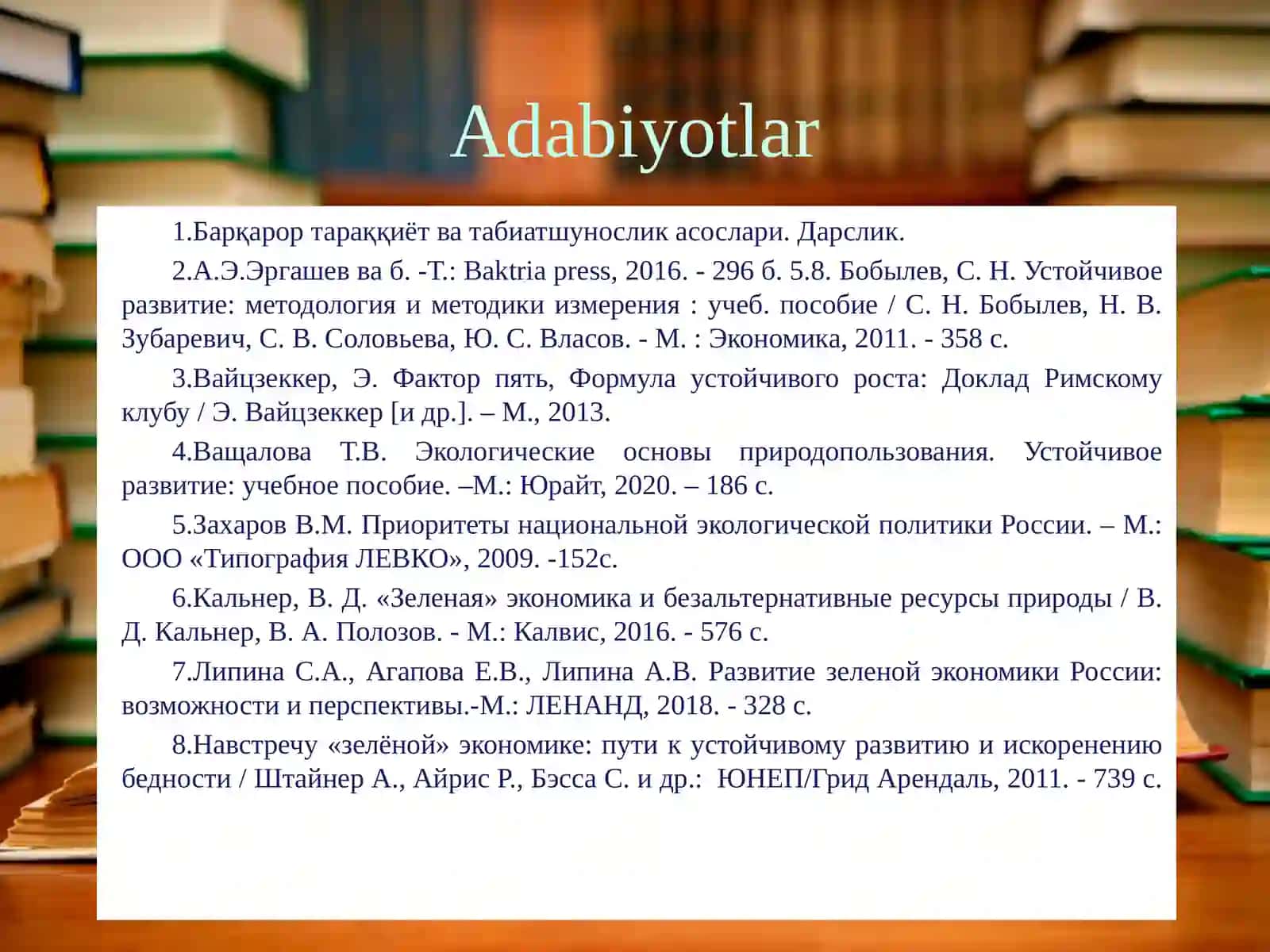 Yashil iqtisodiyot fani bo‘yicha taqdimot 4