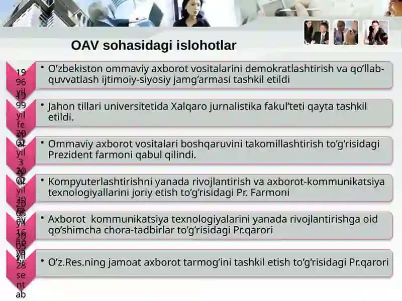Axborot sohasini isloh qilish, axborot va so'z erkinligini ta'minlash 4
