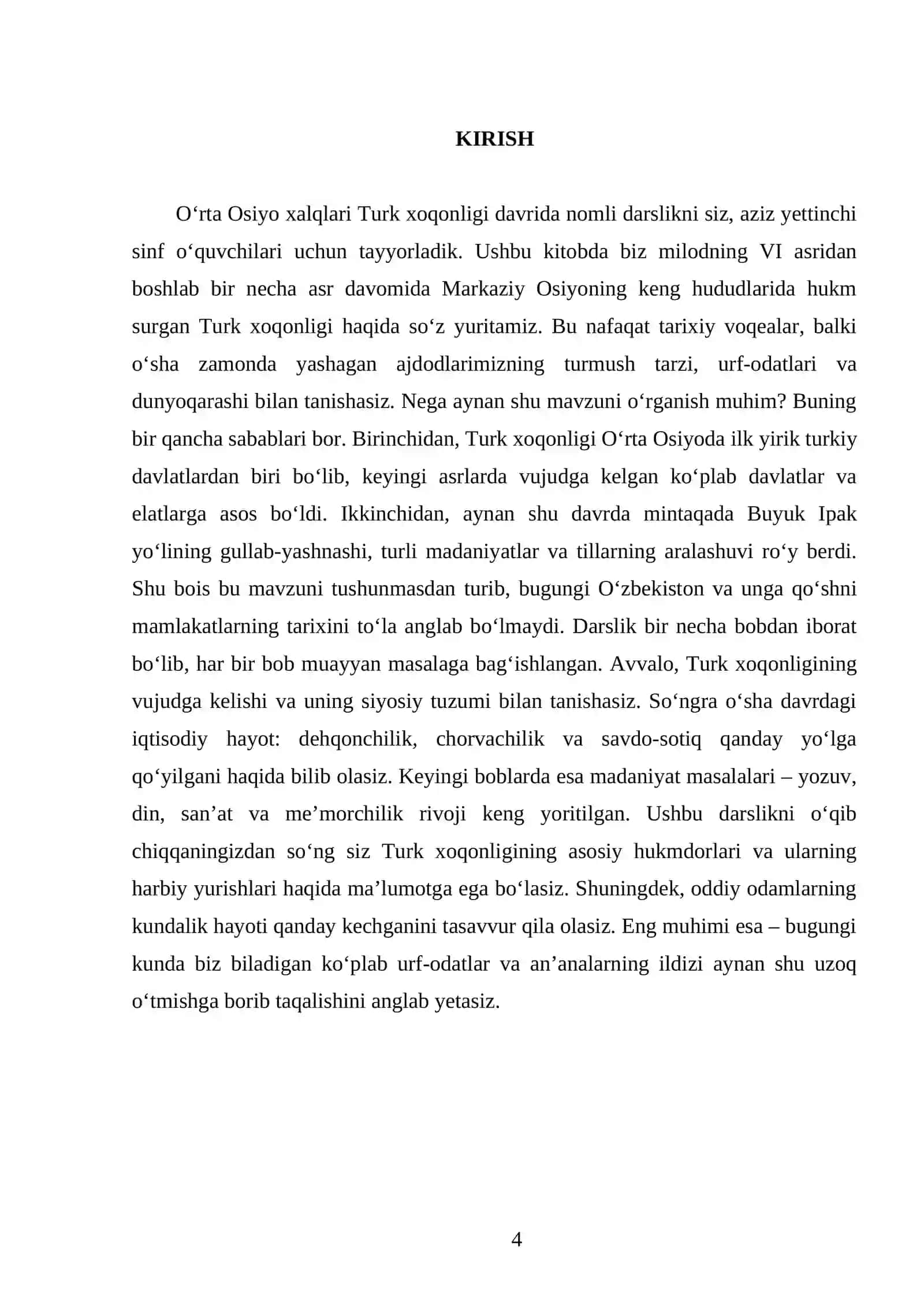 O‘RTA OSIYO XALQLARI TURK XOQONLIGI DAVRIDA. 7 - SINF 4