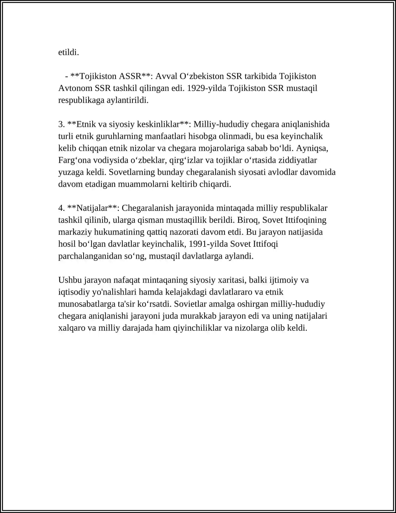 O'RTA OSIYODA MILLIY _HUDUDIY CHEGARALANISHNING O'TKAZILISHI.O'ZBEKISTON SSR NING TASHKIL TOPISHI 4