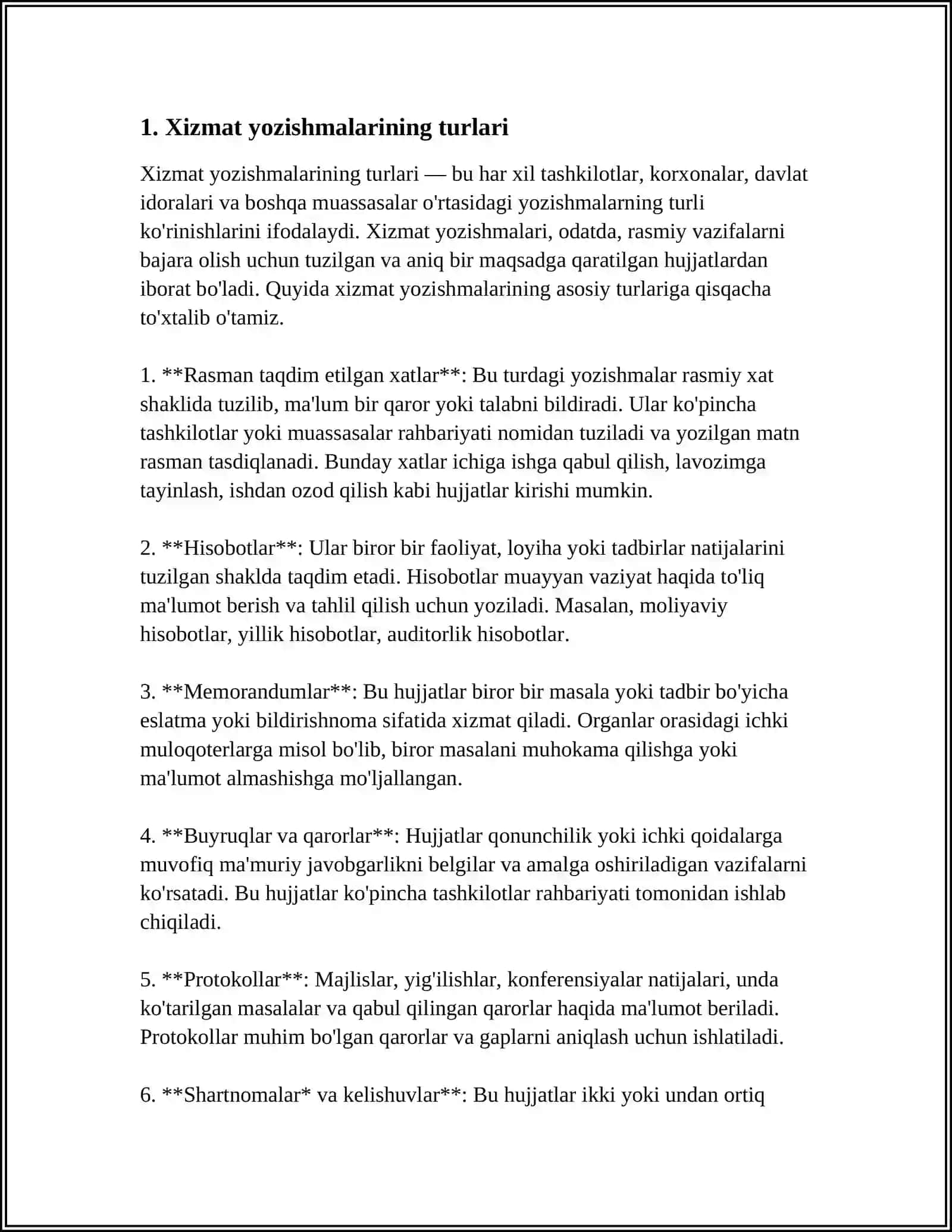 XIZMAT YOZISHMALARI BILAN ISHLASH TEXNOLOGIYALARI 4