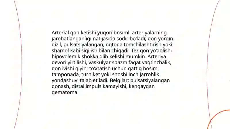 Qon ketishi.Arterial Venoz Paronximatoz turlari 4
