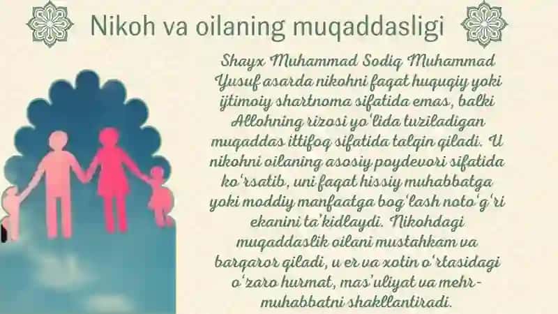 Shayx Muhammad Sodiq Muhammad Yusuf asari "Baxtiyor oila" asari 4
