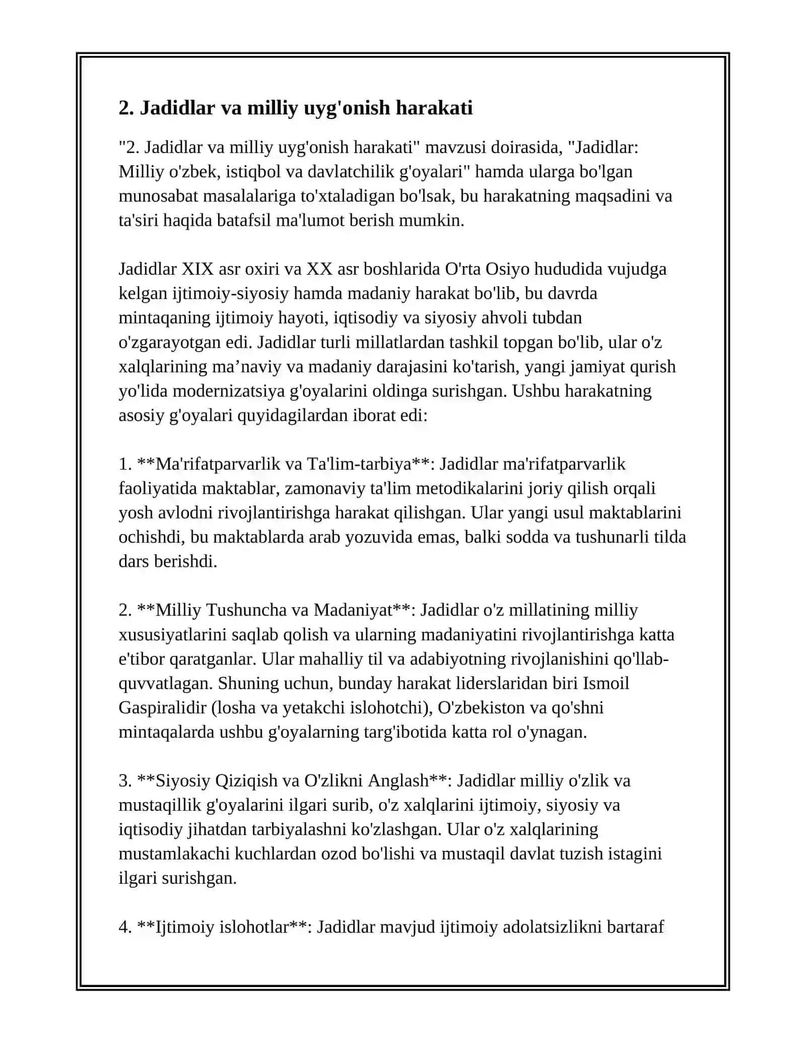 Jadidlar: Milliy o'zbek, istiqbol va davlatchilik g'oyalari 4