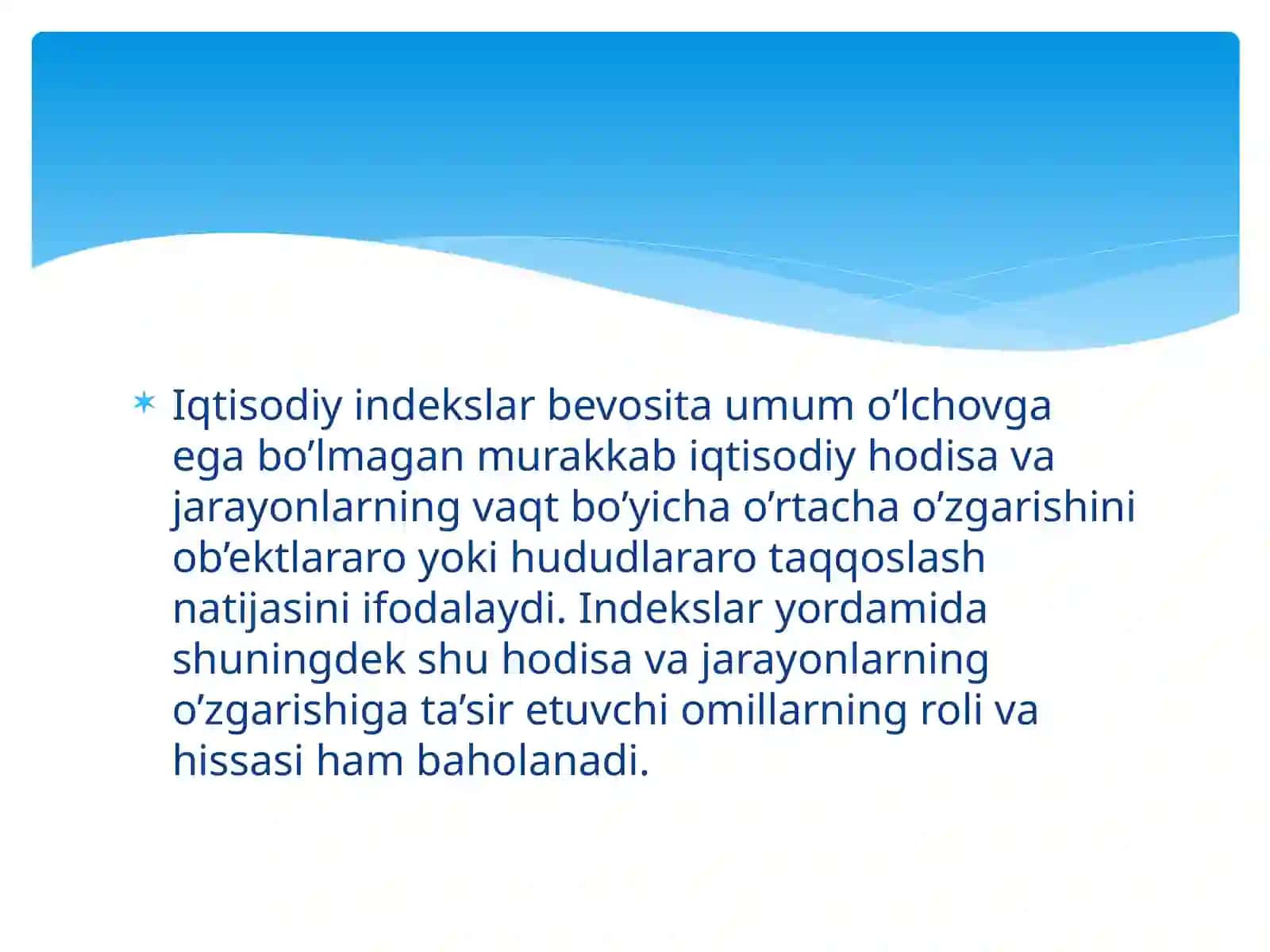 Statistika amaliyotida iqtisodiy indekslarni qo'llash yo'nalishlari 4