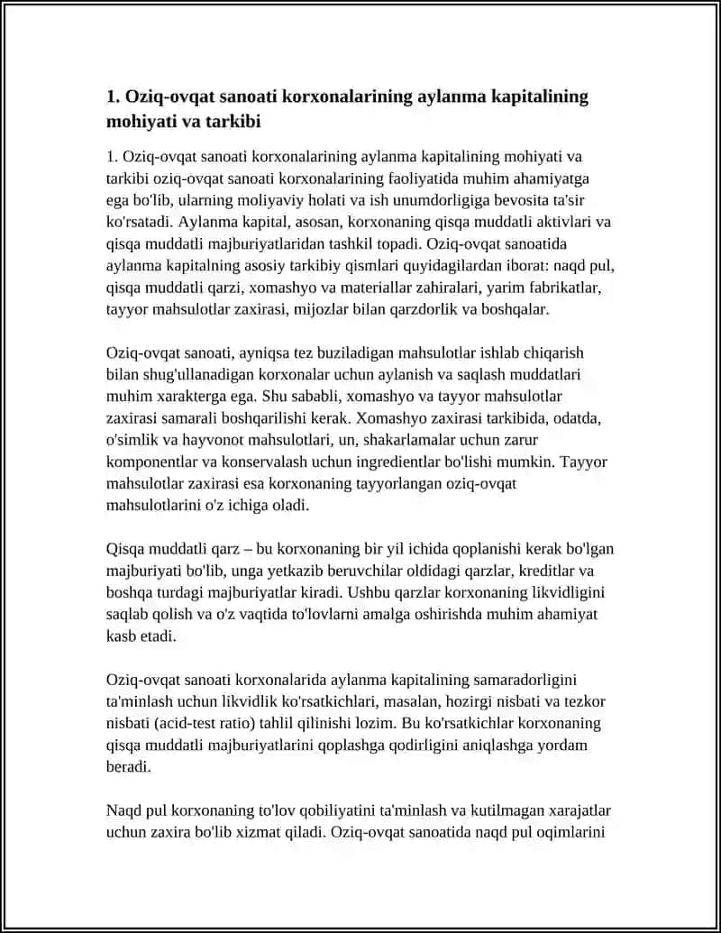 OZIQ OVQAT SANOATI KORXONALARINING AYLANMA KAPITALI 4
