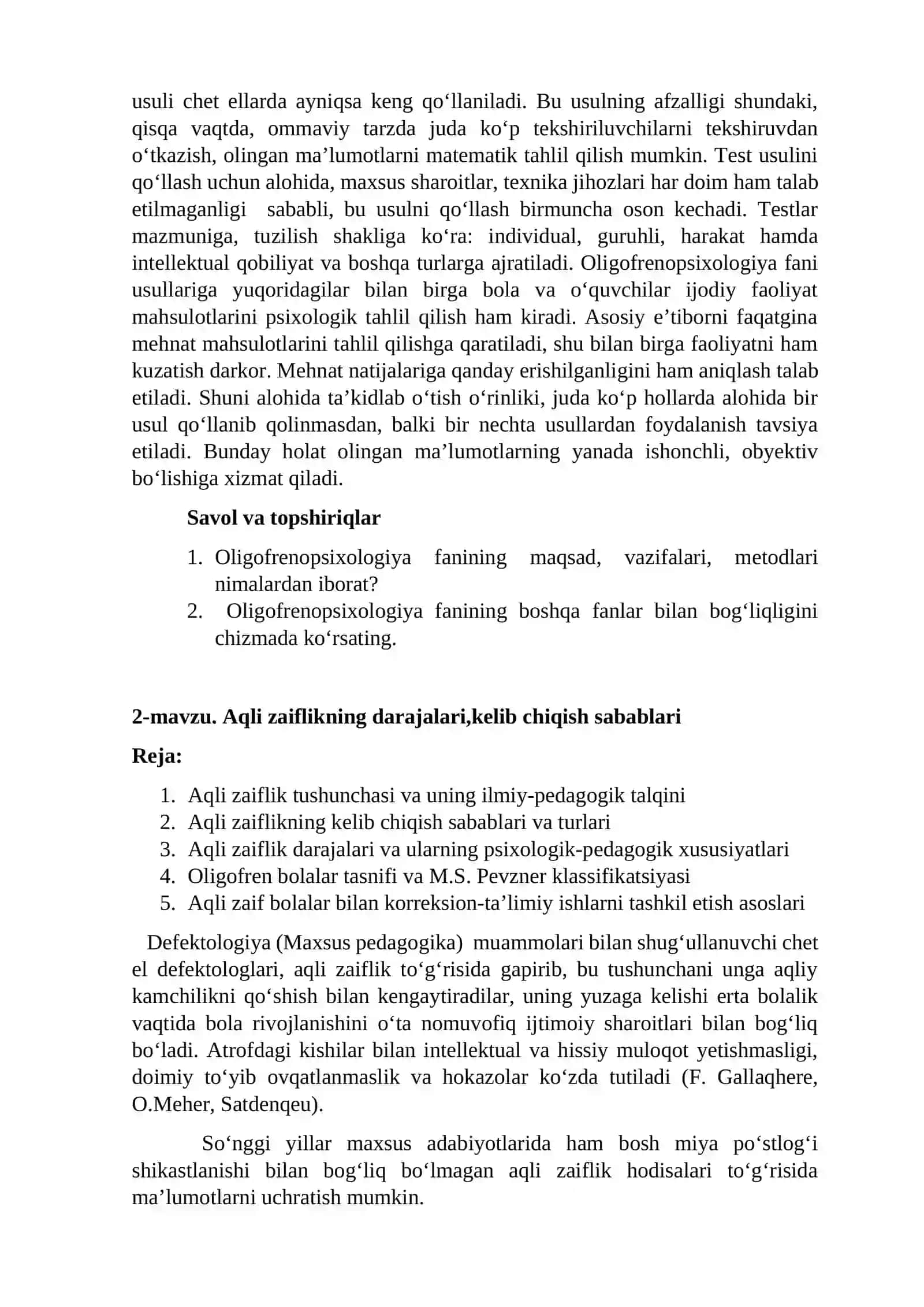 OLIGOFRENOPSIXOLOGIYA FANINIDAN 4