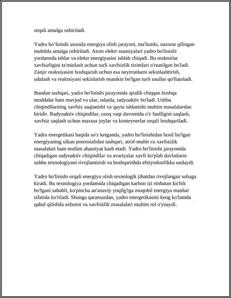YADROVIY BO‘LINISH ORQALI ENERGIYA OLISH 4