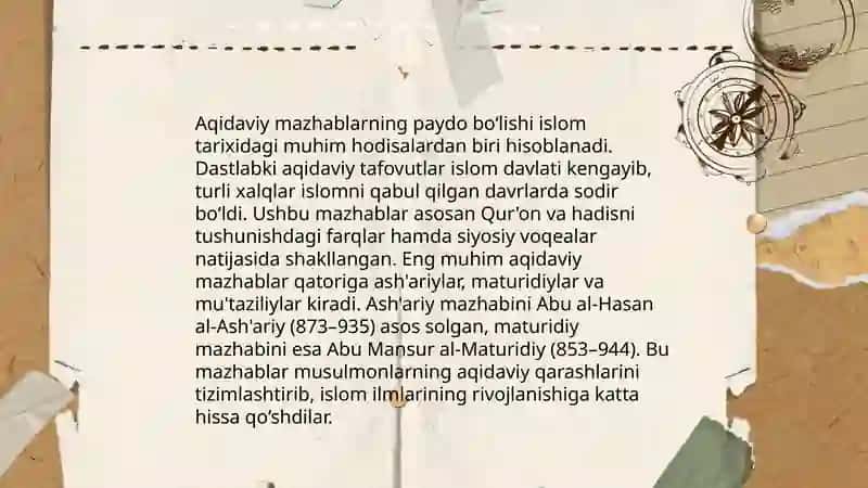 Islom dinining aqidaviy yo’nalishlari va maktablari 4