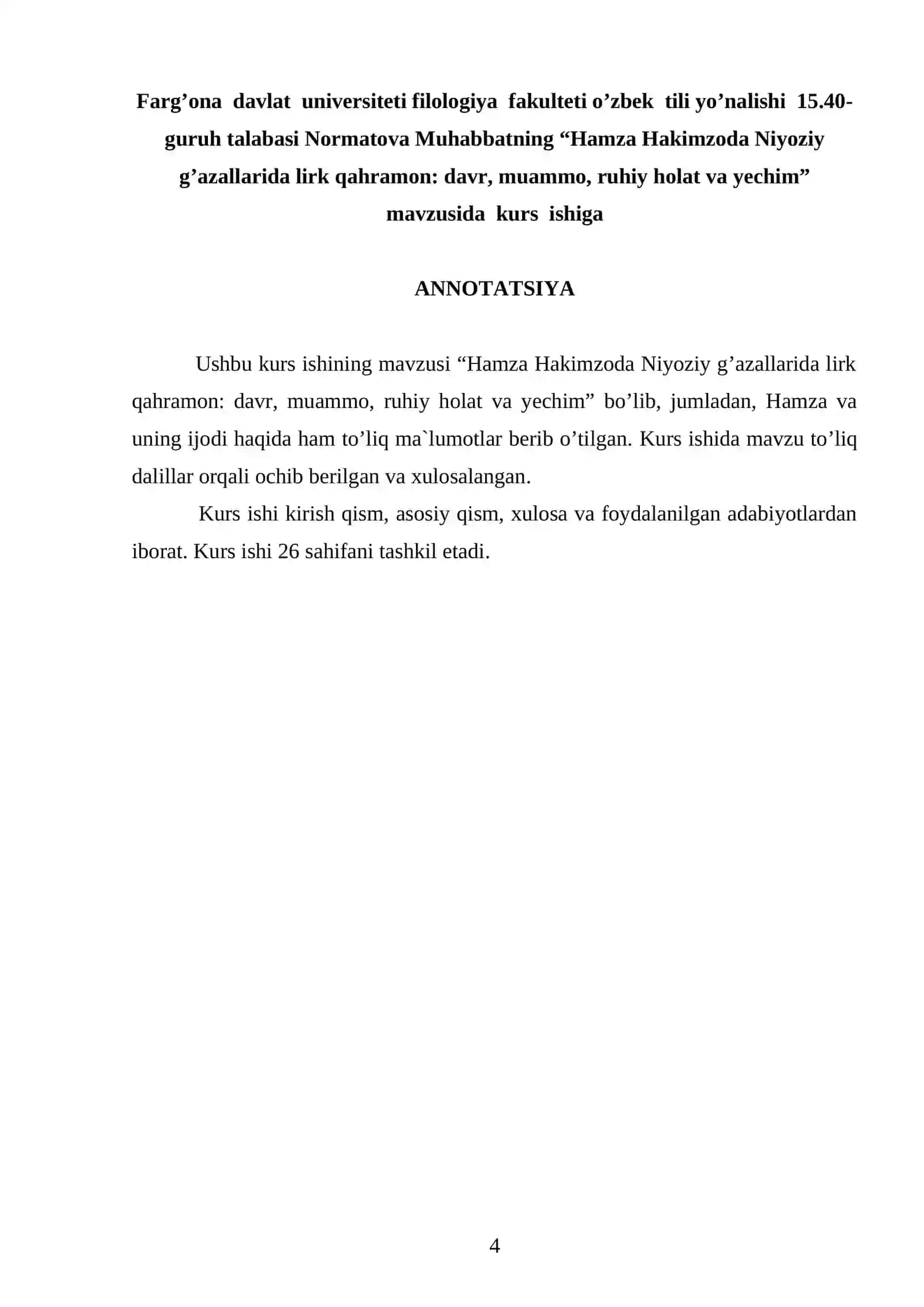 Hamza Hakimzoda Niyoziy g’azallarida lirk qahramon: davr, muammo, ruhiy holat va yechim 4