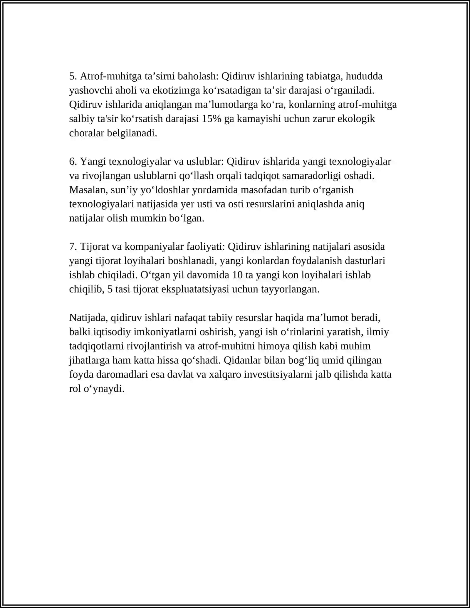Qidiruv ishlarining natijalari va ularning axamayati 4