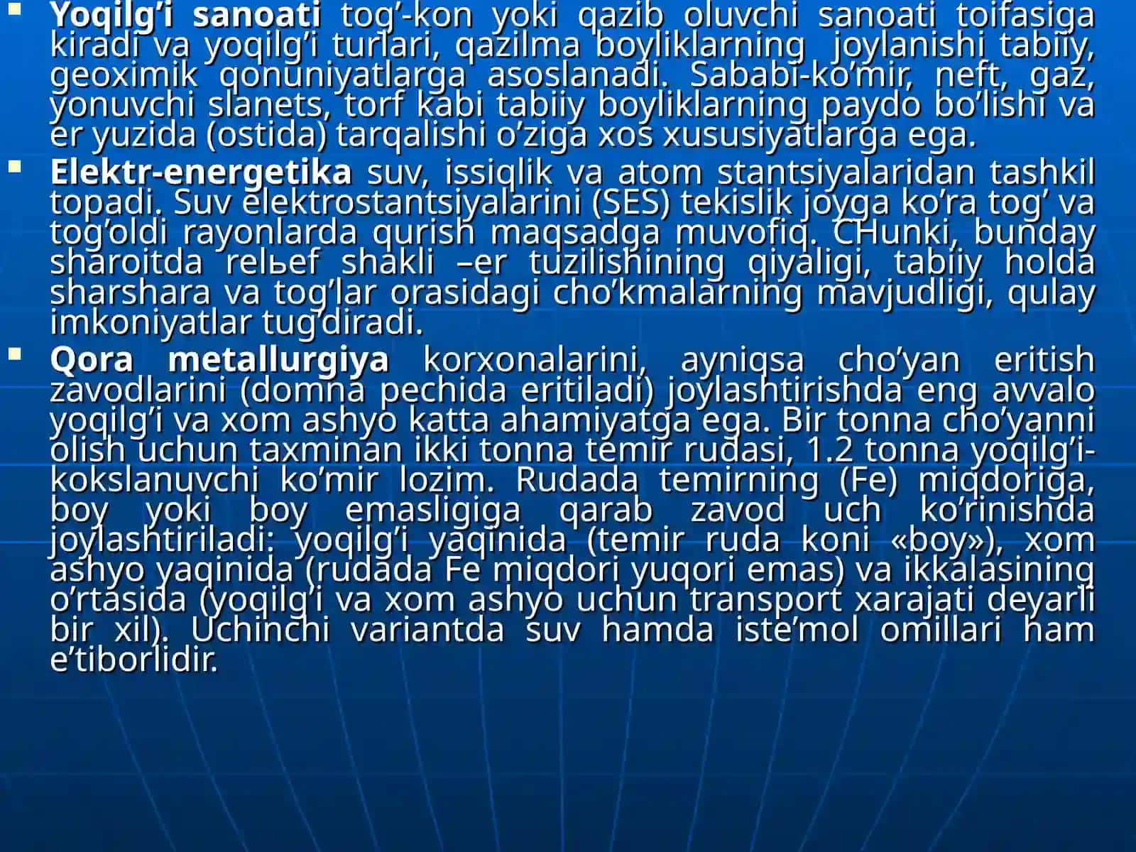 4-mavzu. Sanoatning hududiy tashkil qilish omillari va majmualari 4