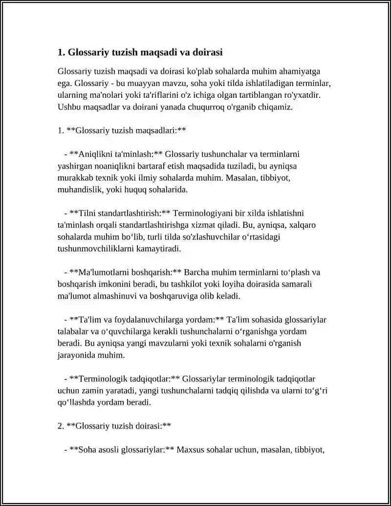 MUTAXASSISLIKKA OID MIKROMAVZU DOIRASIDA TERMINOLOGIK GLOSSARIY (GLOSSARIY TUZISH) 4