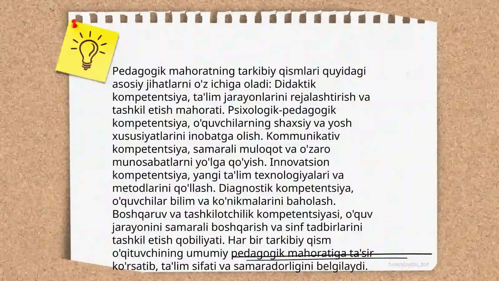 Pedagogik mahorat haqida tushuncha uning oʻqituvchi faoliyat tutgan oʻrni 4