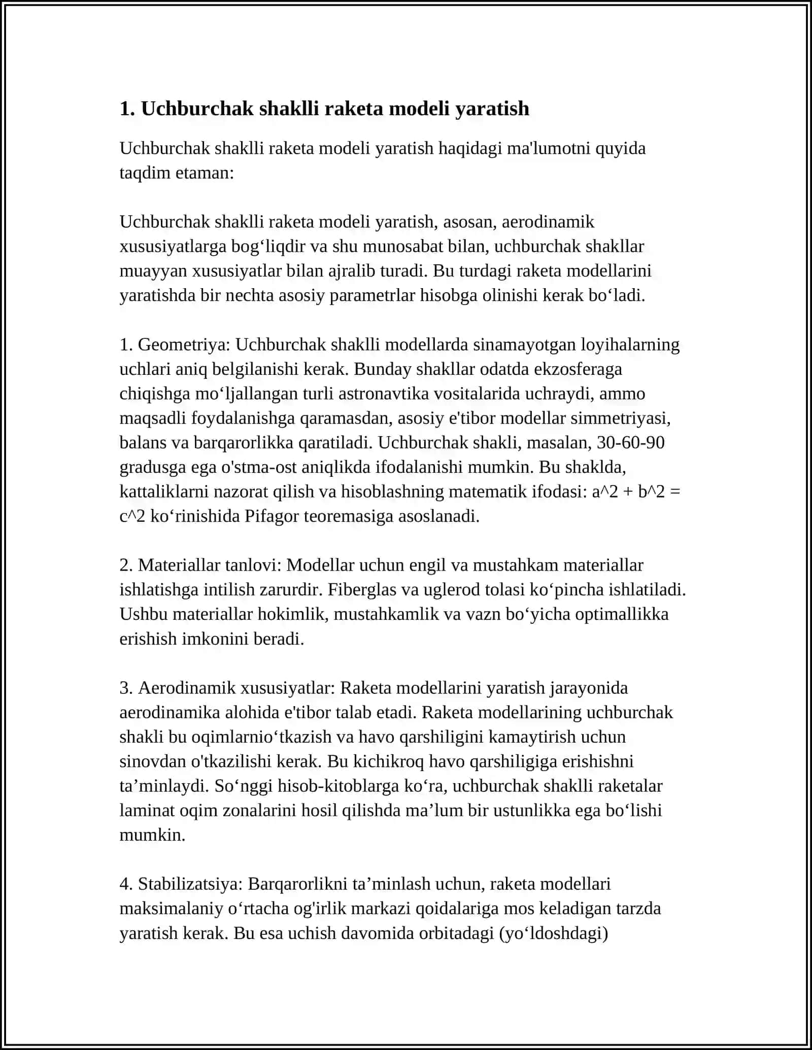 TURLI GEOMETRIK SHAKLLARDAN HARAKATLANUVCHI MODELLAR QURISH -YASASH. RAKETA MODELINI QURISH YASASH 4