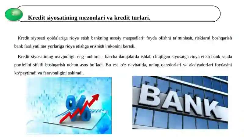 Tijorat banklari kredit siyosati va kredit riskini boshqarishga qo‘yiladigan talablar. 4