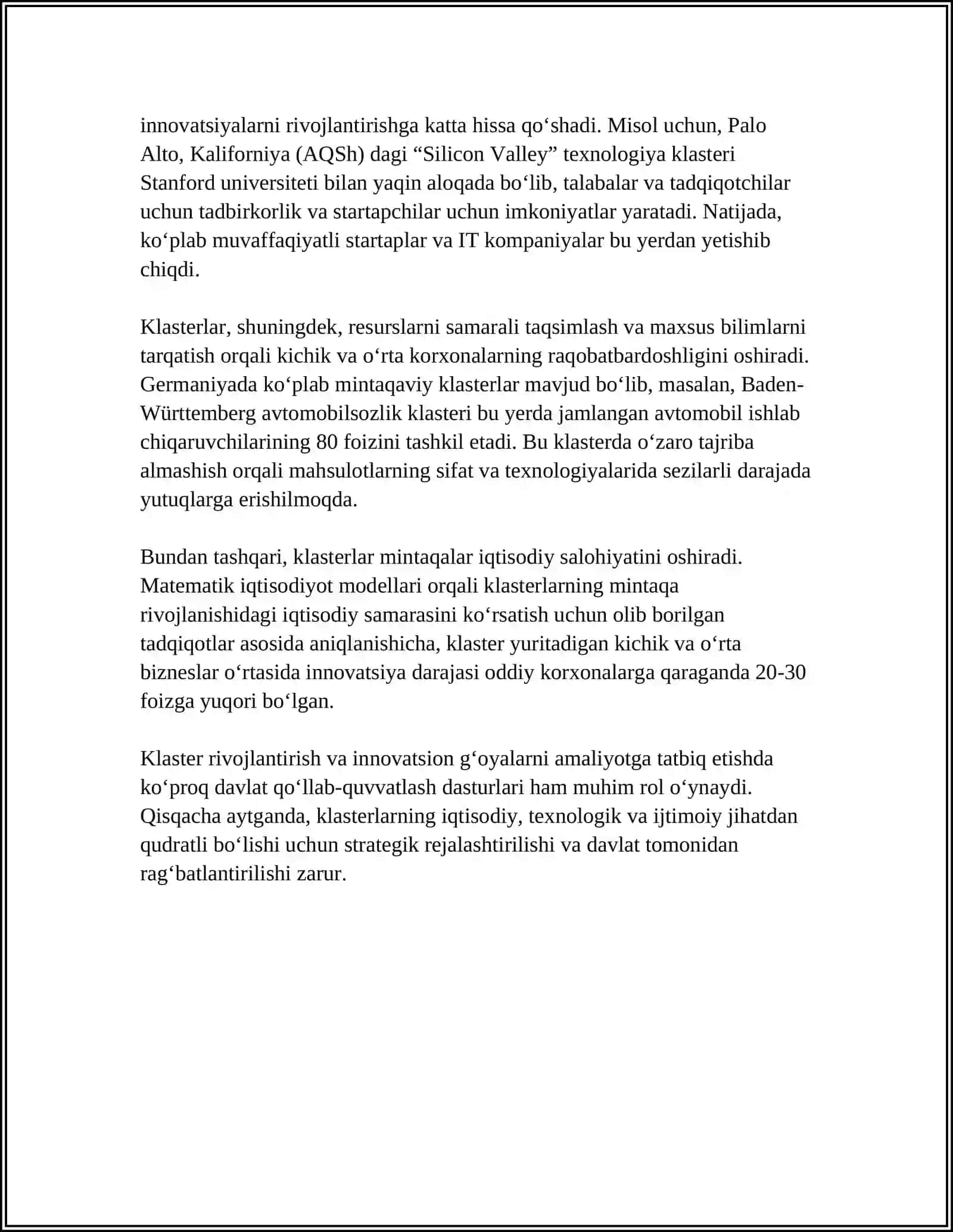 14 INNOVATSION G'OYALAR, ISHLANMALAR VA TEXNOLOGIYALARNI AMALGA OSHIRISHDA KLASTER USULLARINI QO'LLASH 4