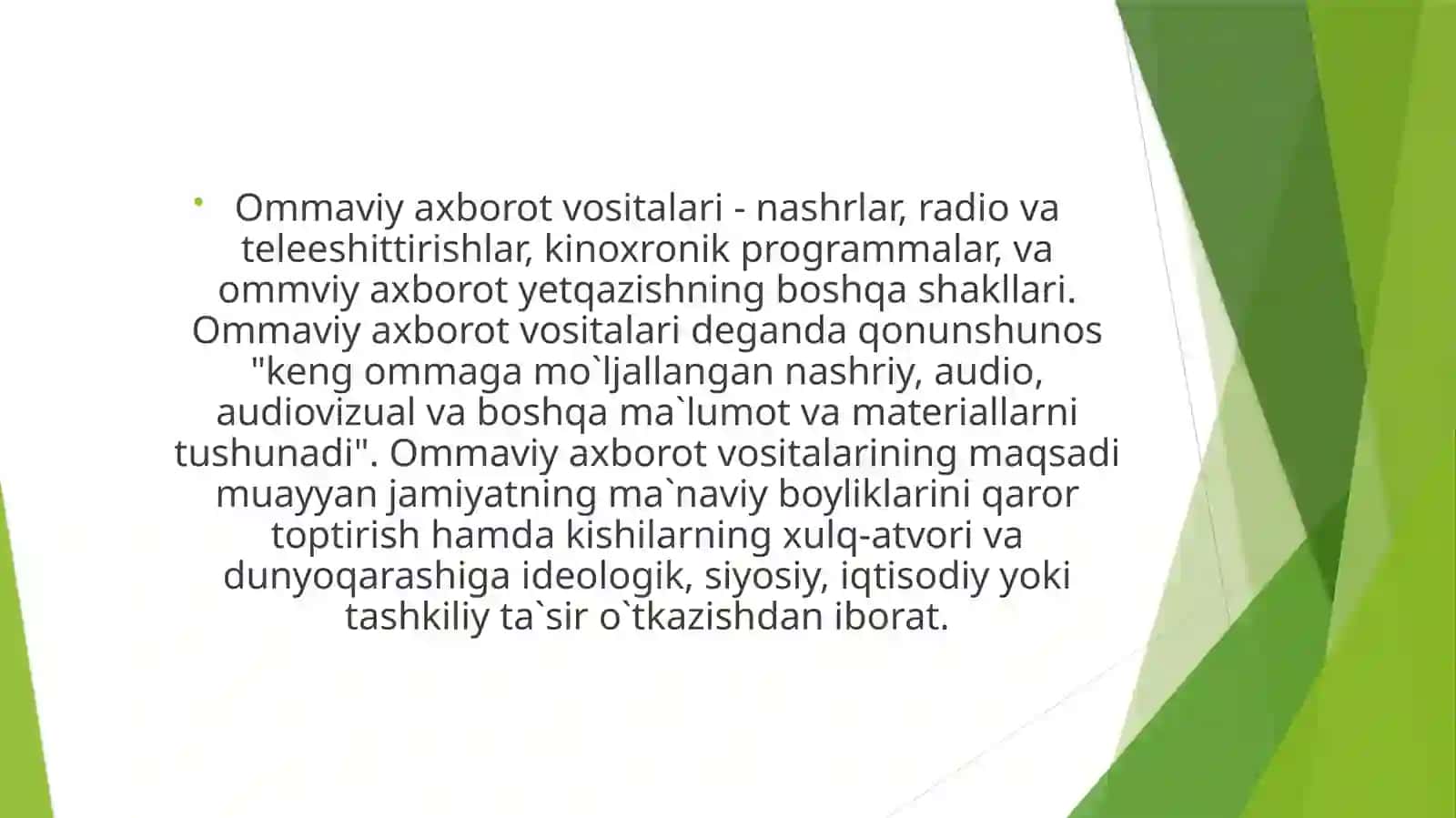 O’zbekiston Respublikasida ommaviy axborot vositalari faoliyati 4
