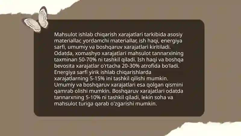 Korxona (firma) xarajatlari va foydasi 4