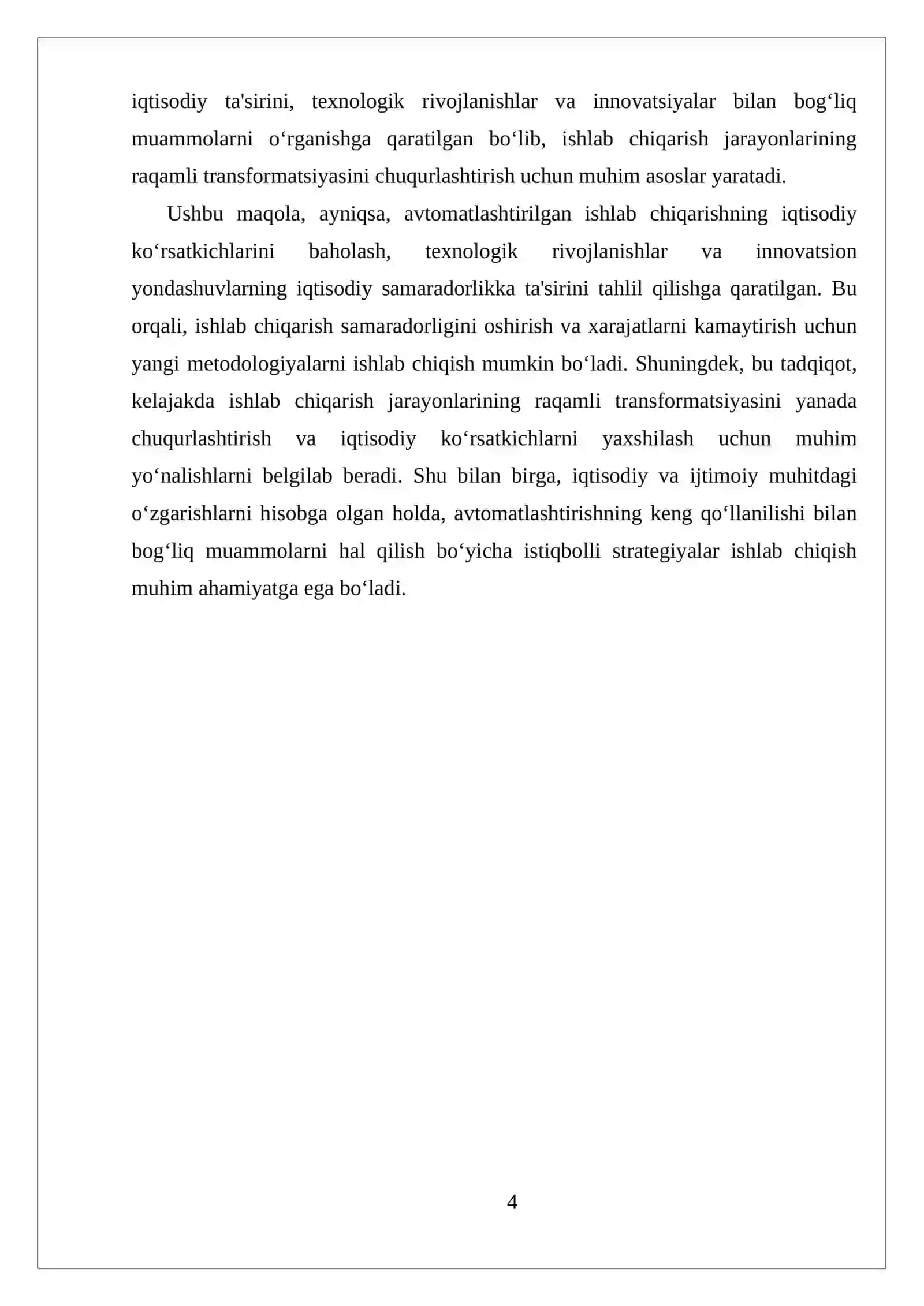 Avtomatlashtirilgan ishlab chiqarishning iqtisodiy ko‘rsatkichlari 4