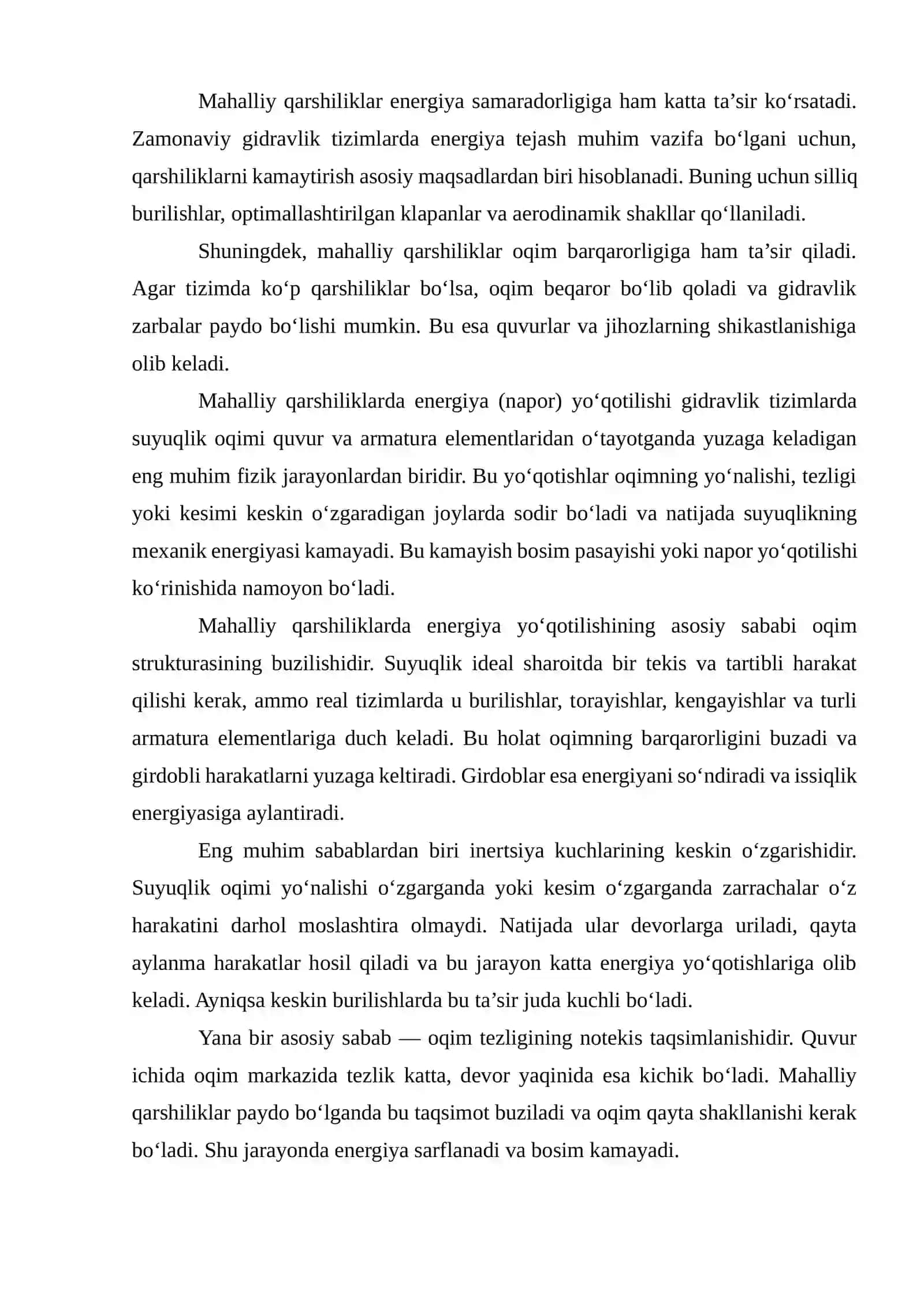 Mahalliy qarshiliklarda yo‘qolgan energiya (napor). Veysbax formulasi 4