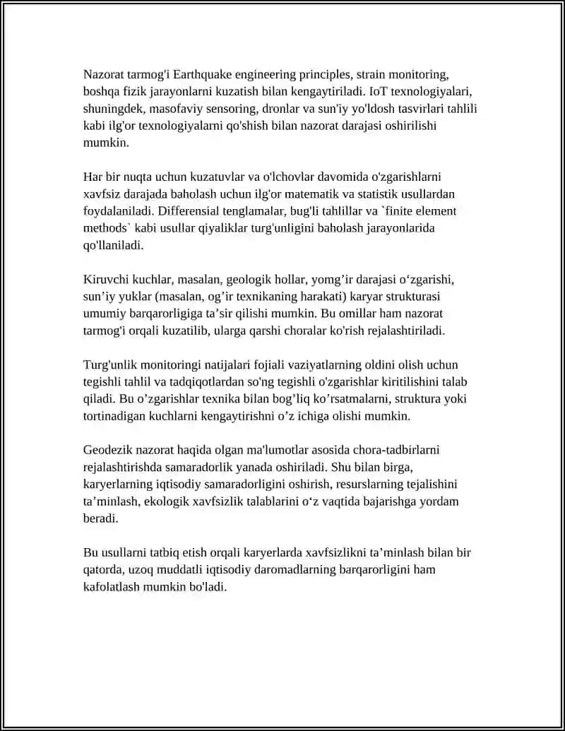 KARYERLARDA QIYALIKLAR TURGʻUNLIGINI TAMINLASHDA MARKSHEYDRLIK ISHLARI 4