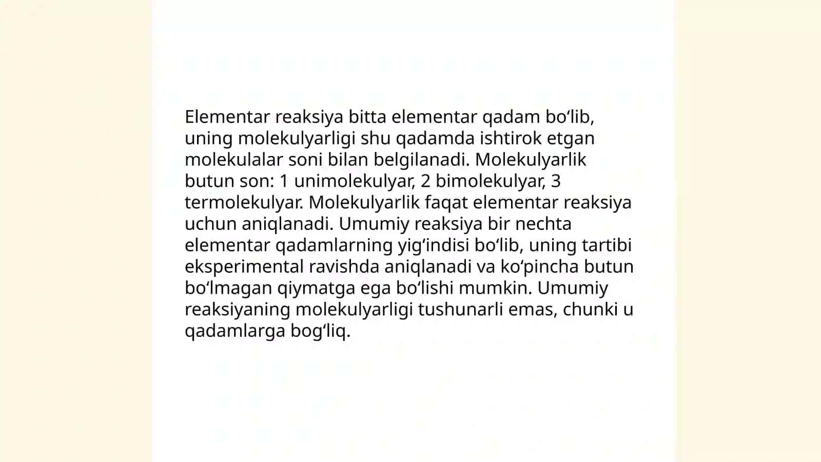 Reaksiyalarning tartibi va molekulyarligi 4