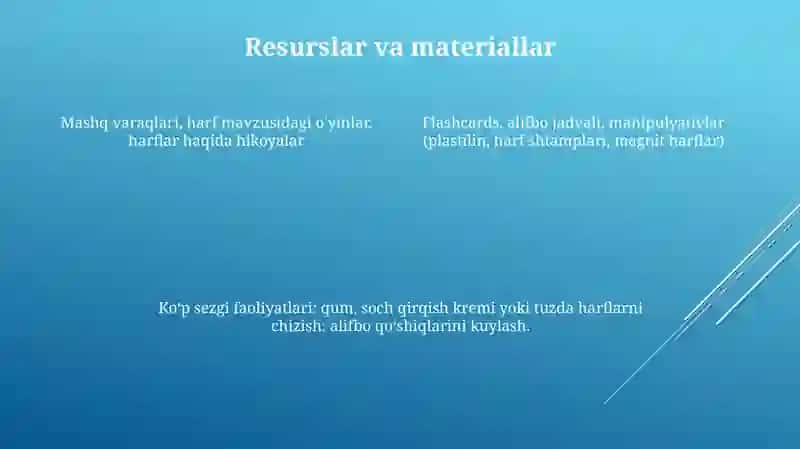 Kichik harflarni o'rgatish va yozdirish bo'yicha dars ishlanma 4