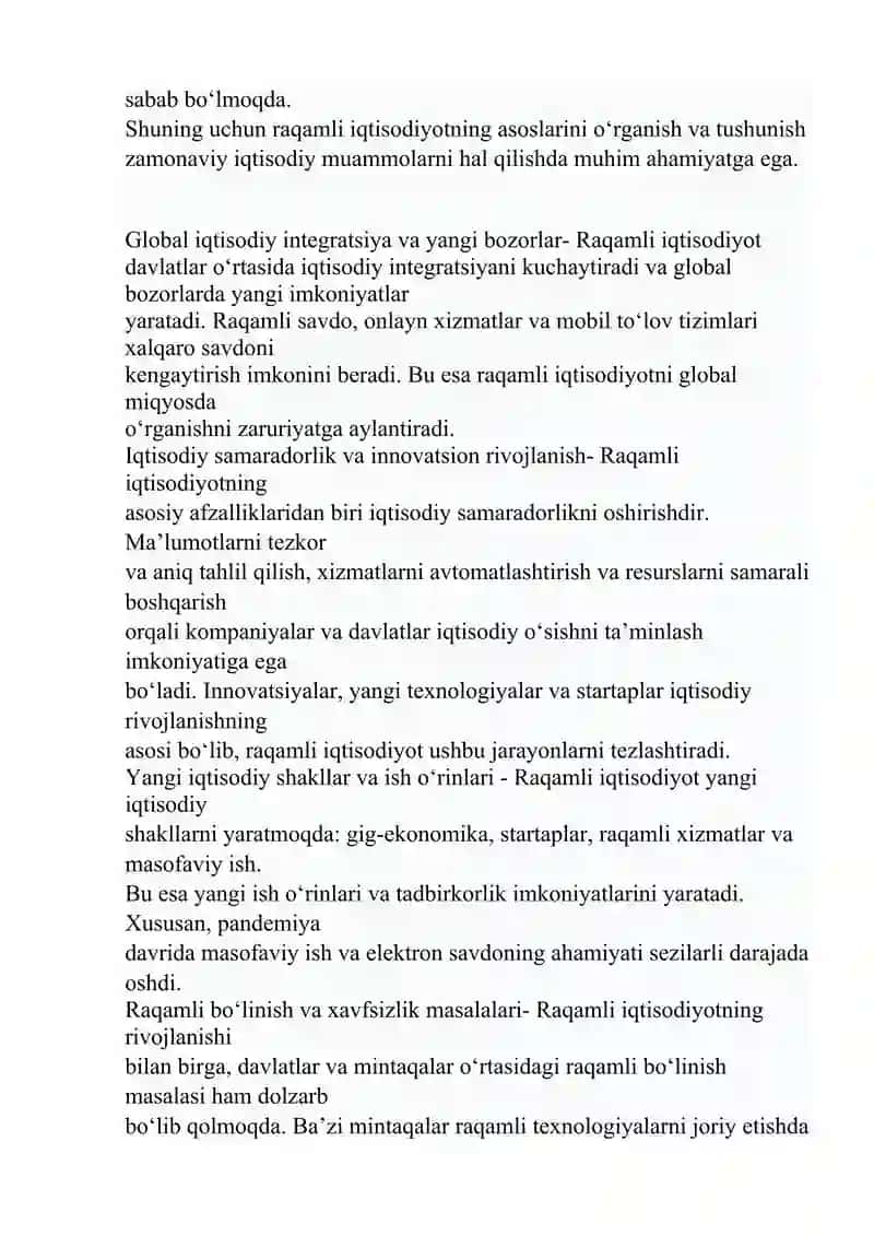 Raqamli iqtisodiyotning shakllanishi va uning nazariy asoslari 4