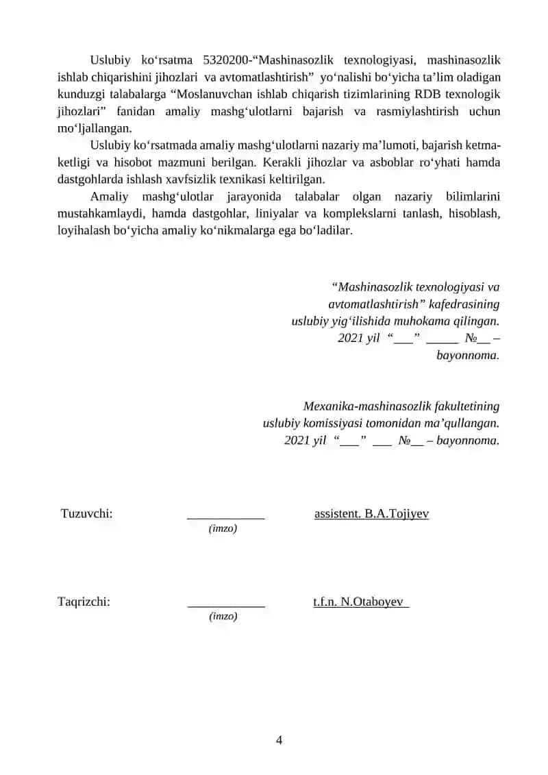 Moslanuvchan Ishlab Chiqarish Tizimlarining RDB Texnologik Jihozlari 4