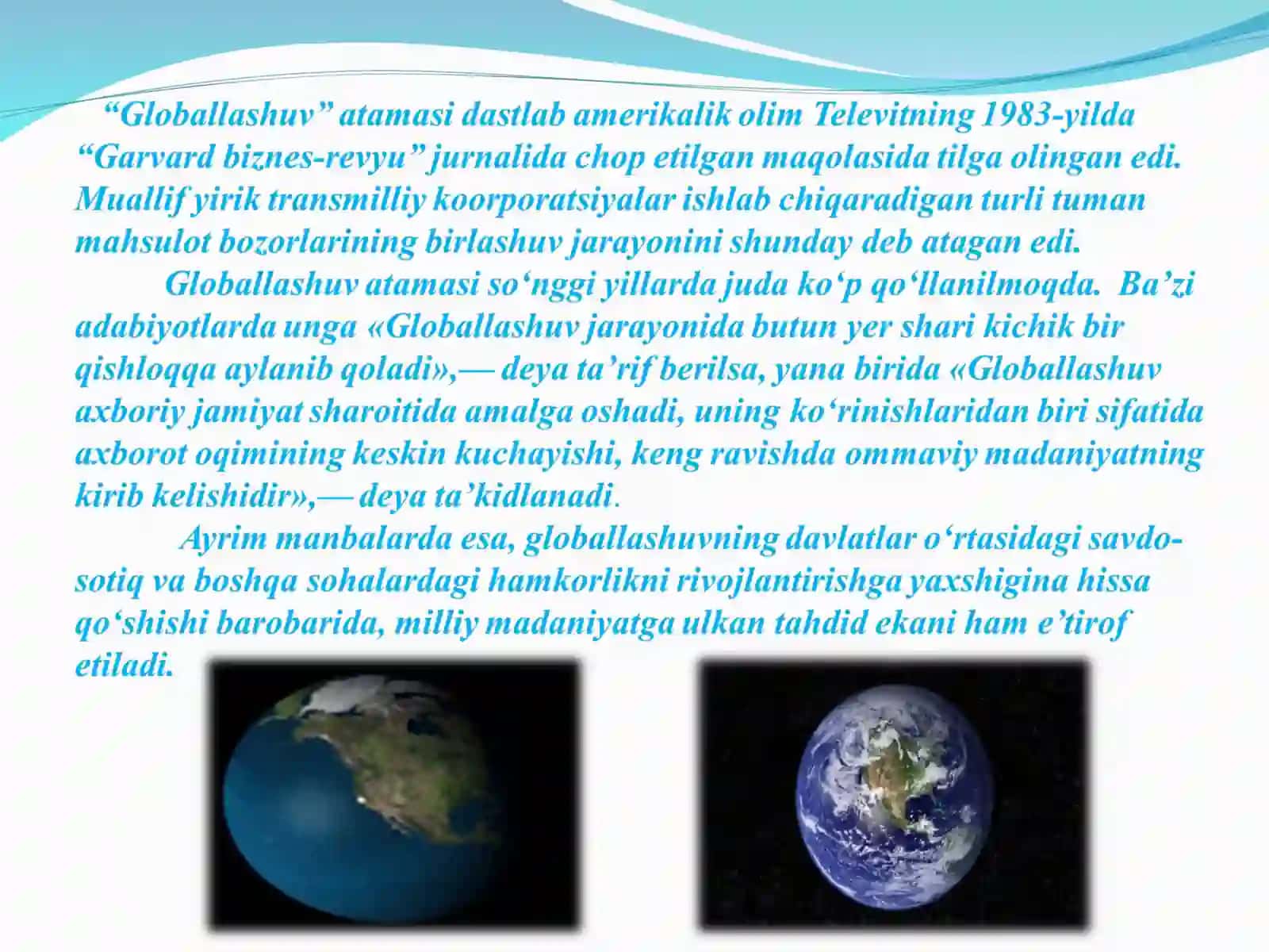 Glloballashuvning shart-sharoitlari,mafkuraviy jarayon tushunchasi 4