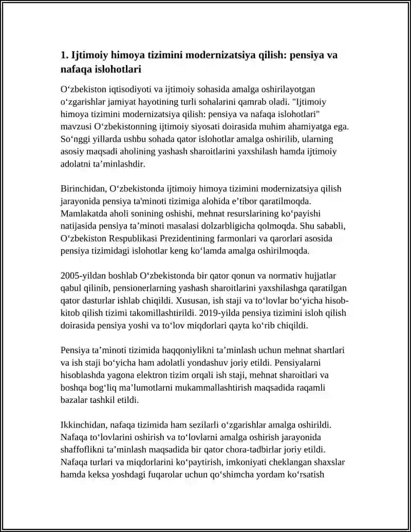 O'ZBEKISTONDA IJTIMOIY SOHADA AMALGA OSHIRILAYOTGAN O‘ZGARISHLAR MAZMUN VA MOHIYATI 4