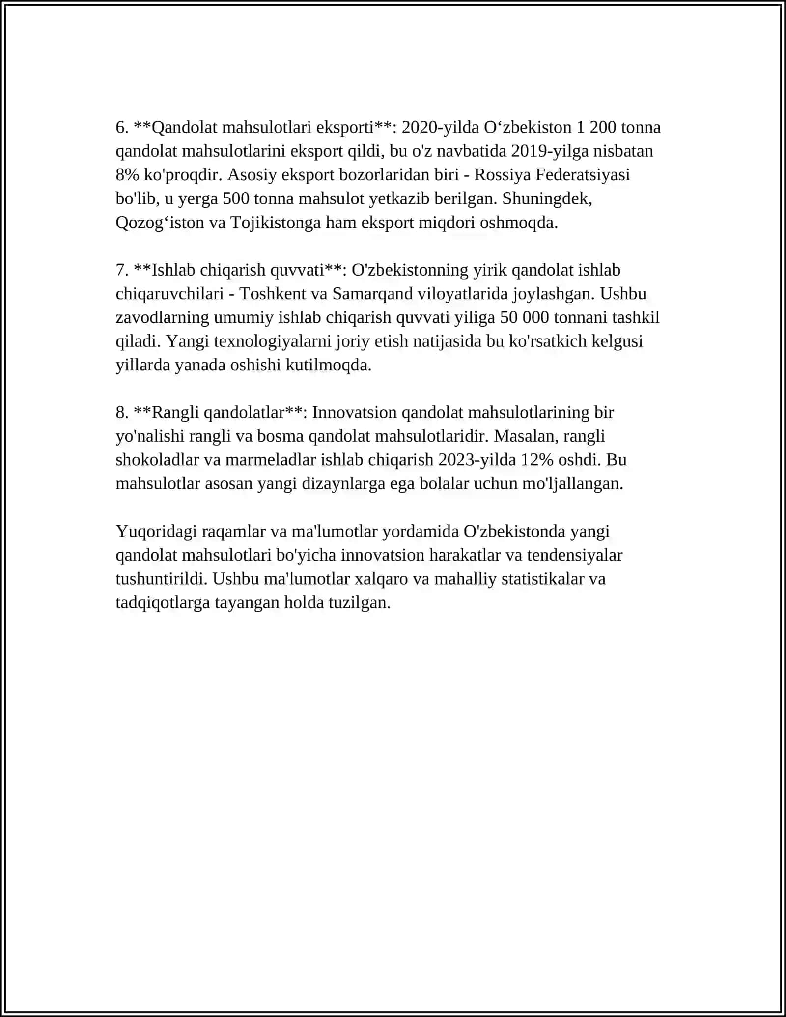 KOMBINATSIYALASHGAN YANGI TURDAGI QANDOLAT MAHSULOTLARI ISHLAB CHIQARISH 4