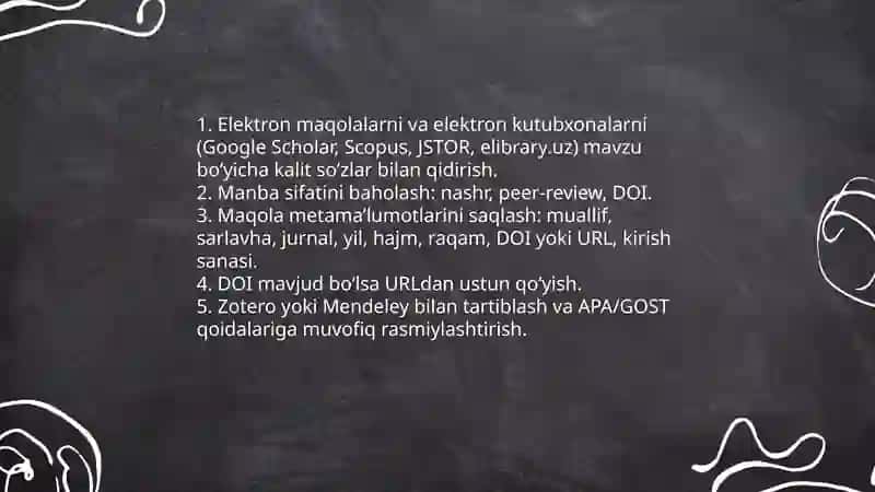 Bitiruv malakaviy ishlarida adabiyotlar topish va rasmiylashtirish 4